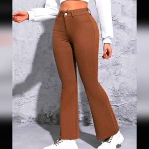 Petite Brown Flare Jeans